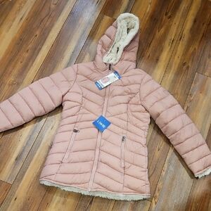 🆕 Steve Madden pink reversible Puffer Jacket with Hood